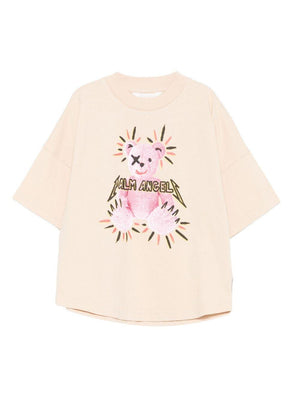 T-shirt per bambina Palm Angels Kids beige con stampa grafica