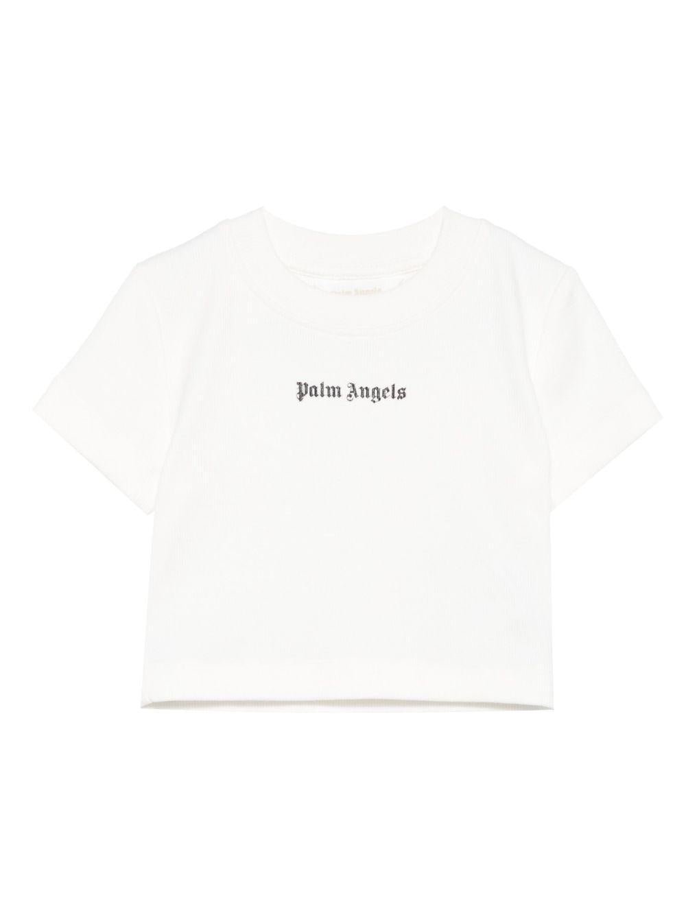 T-shirt per bambina Palm Angels Kids bianco con logo - Rubino Kids