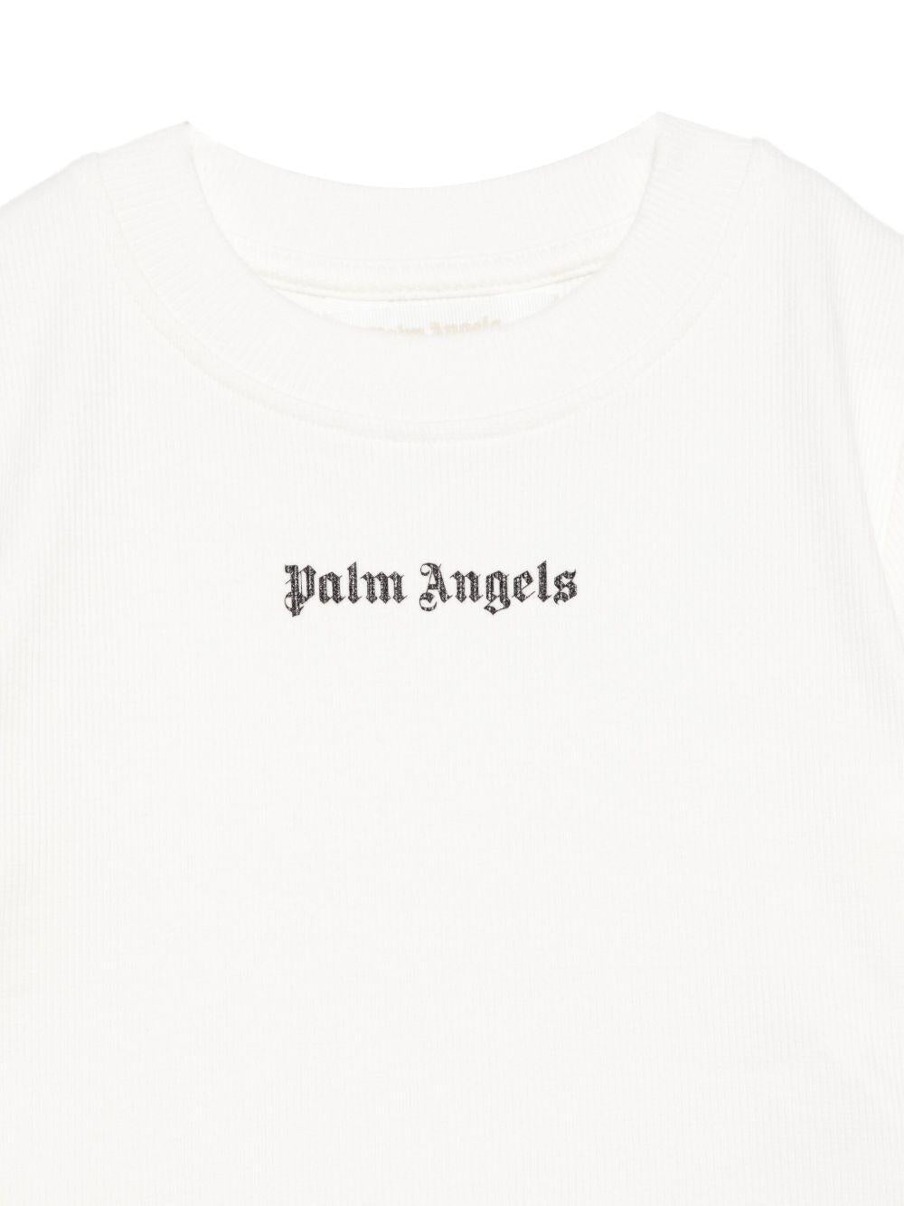 T-shirt per bambina Palm Angels Kids bianco con logo - Rubino Kids