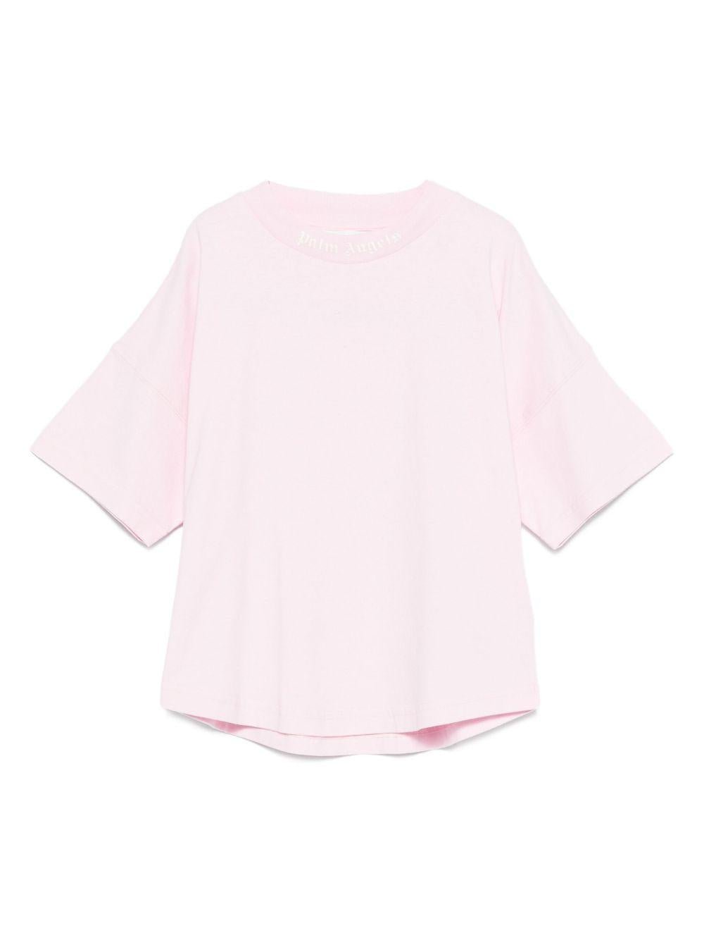 T-shirt per bambina Palm Angels Kids rosa con logo sul retro - Rubino Kids