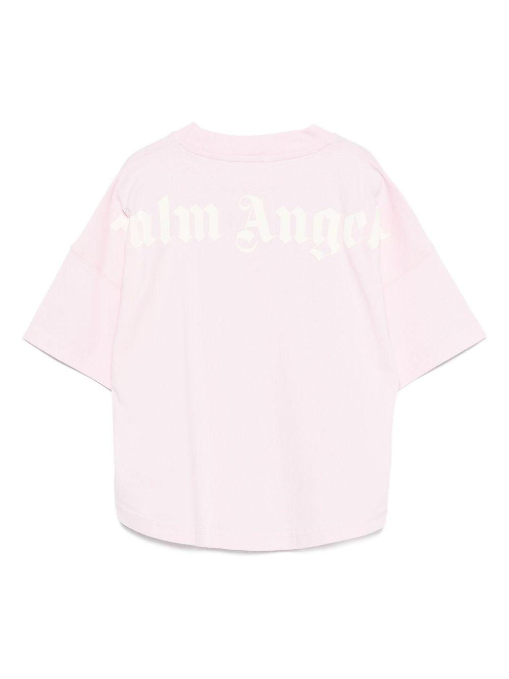 T-shirt per bambina Palm Angels Kids rosa con logo sul retro - Rubino Kids