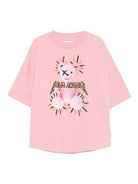 T-shirt per bambina Palm Angels Kids rosa con stampa grafica - Rubino Kids