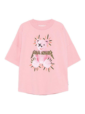 T-shirt per bambina Palm Angels Kids rosa con stampa grafica
