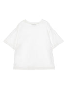 T-shirt per bambina Philosophy di Lorenzo Serafini Kids bianca con logo ricamato - Rubino Kids