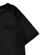 T-shirt per bambina Philosophy di Lorenzo Serafini Kids nera con logo ricamato sul davanti - Rubino Kids