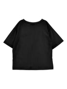 T-shirt per bambina Philosophy di Lorenzo Serafini Kids nera con logo ricamato sul davanti - Rubino Kids