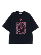 T-shirt per bambina PINKO KIDS blu con logo sul davanti - Rubino Kids