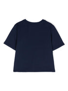 T-shirt per bambina Ralph Lauren Kids blu in cotone con stampa logo - Rubino Kids
