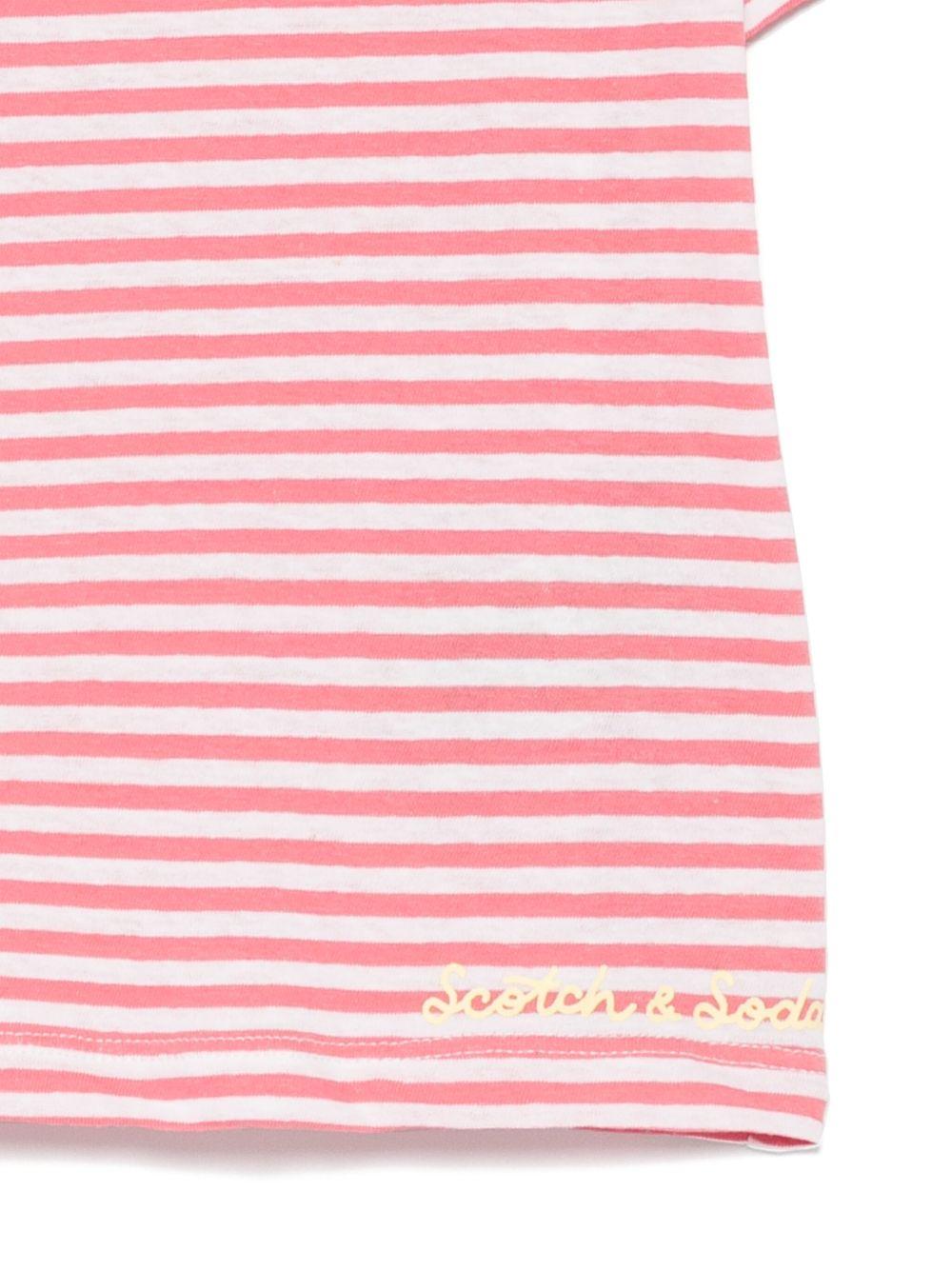 T-shirt per bambina Scotch & Soda Kids rosa a righe - Rubino Kids