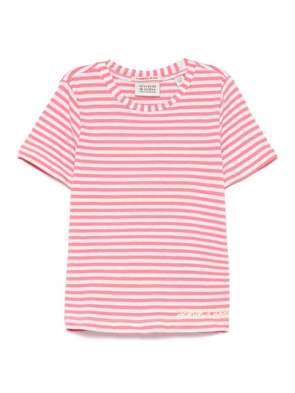 T-shirt per bambina Scotch & Soda Kids rosa a righe - Rubino Kids