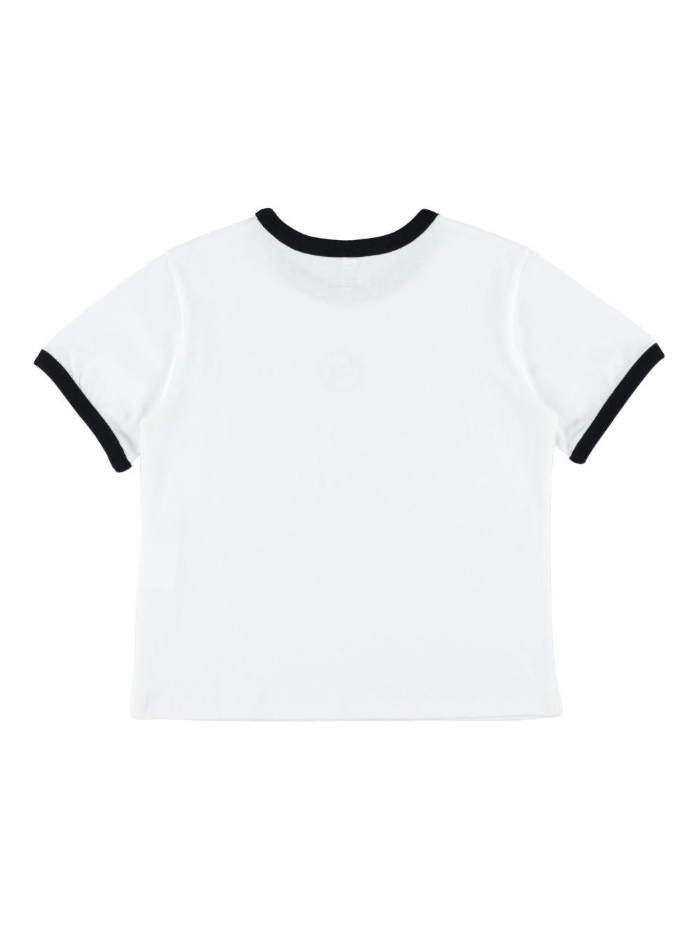 T-shirt per bambina Stella McCartney Kids bianca con dettagli del logo sul davanti - Rubino Kids