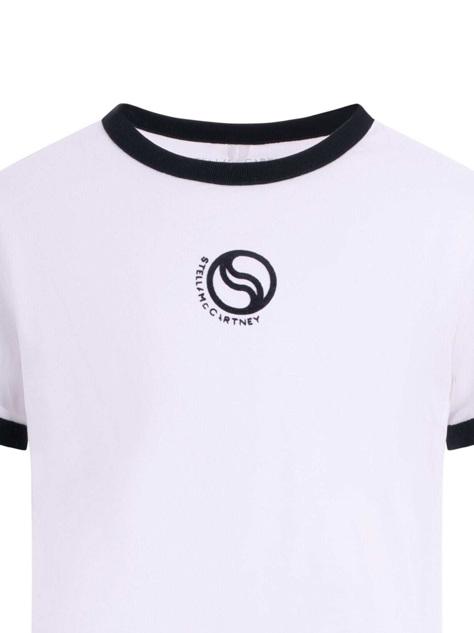 T-shirt per bambina Stella McCartney Kids bianca con dettagli del logo sul davanti - Rubino Kids