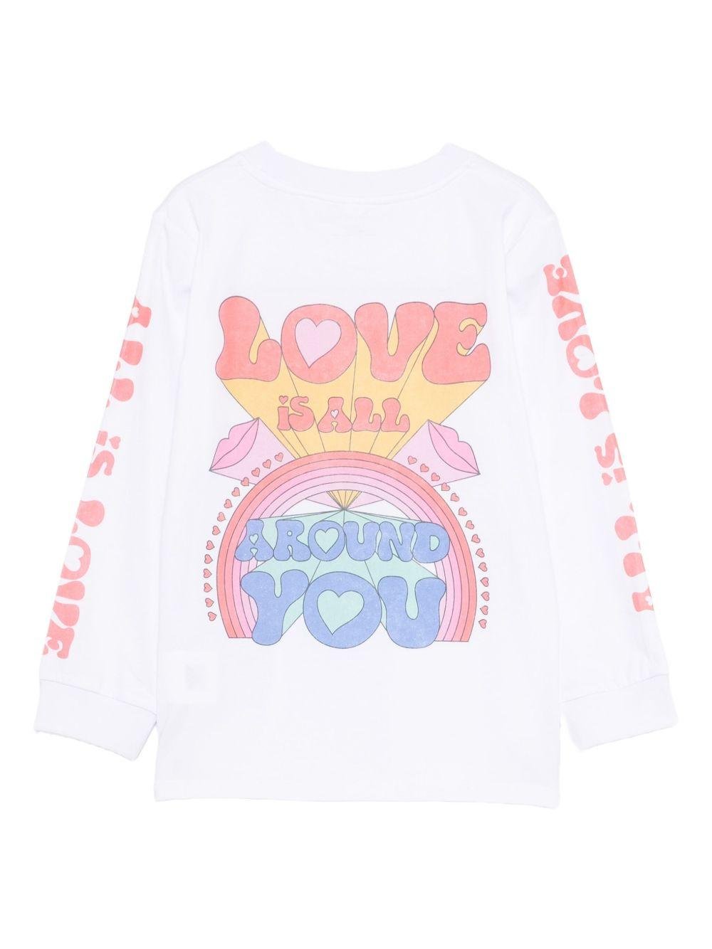 T-shirt per bambina Stella McCartney Kids bianca con stampa a cuore - Rubino Kids