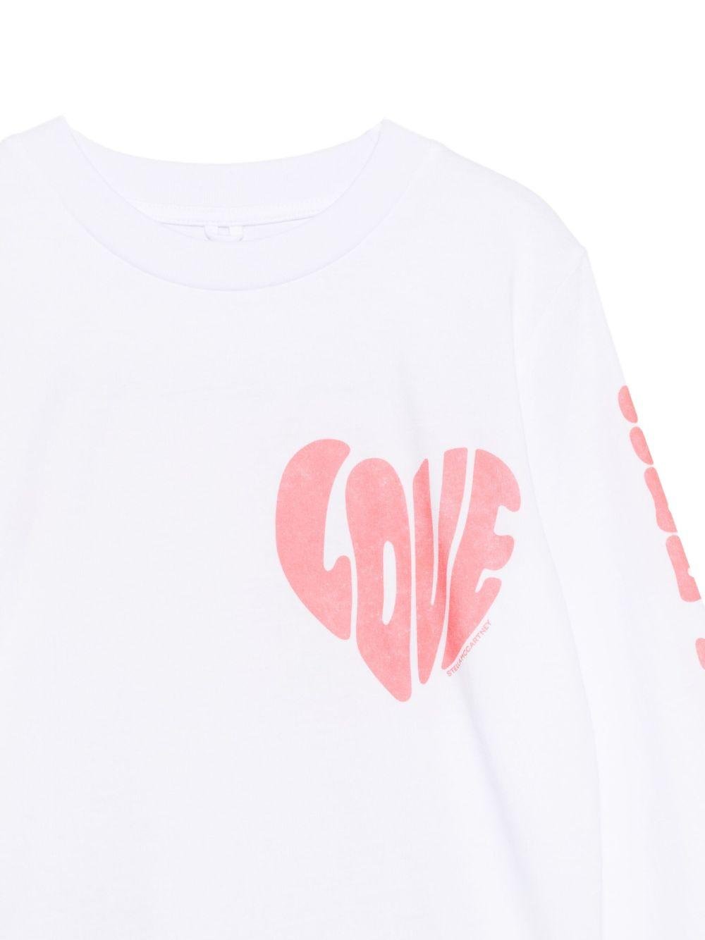 T-shirt per bambina Stella McCartney Kids bianca con stampa a cuore - Rubino Kids