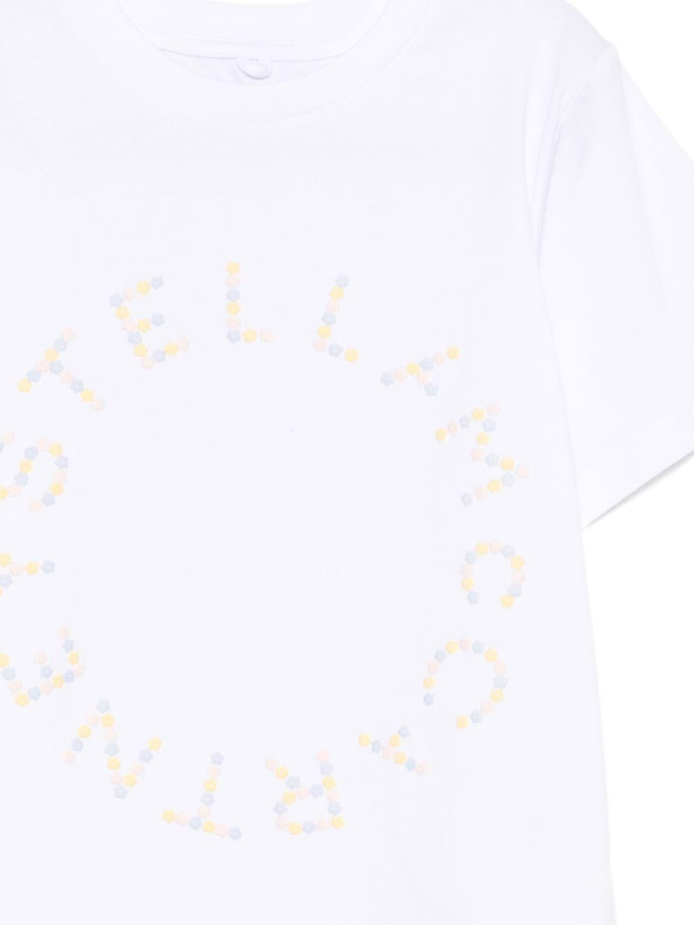 T-shirt per bambina Stella McCartney Kids bianca con stampa logo - Rubino Kids