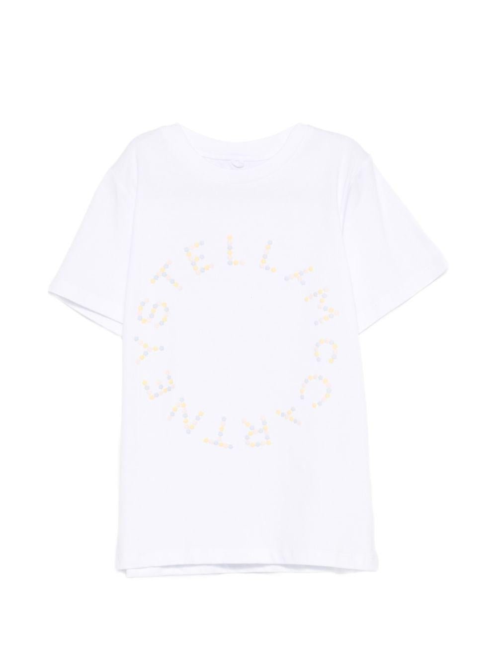 T-shirt per bambina Stella McCartney Kids bianca con stampa logo - Rubino Kids