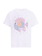 T-shirt per bambina Stella McCartney Kids bianca constampa grafica sul davanti - Rubino Kids