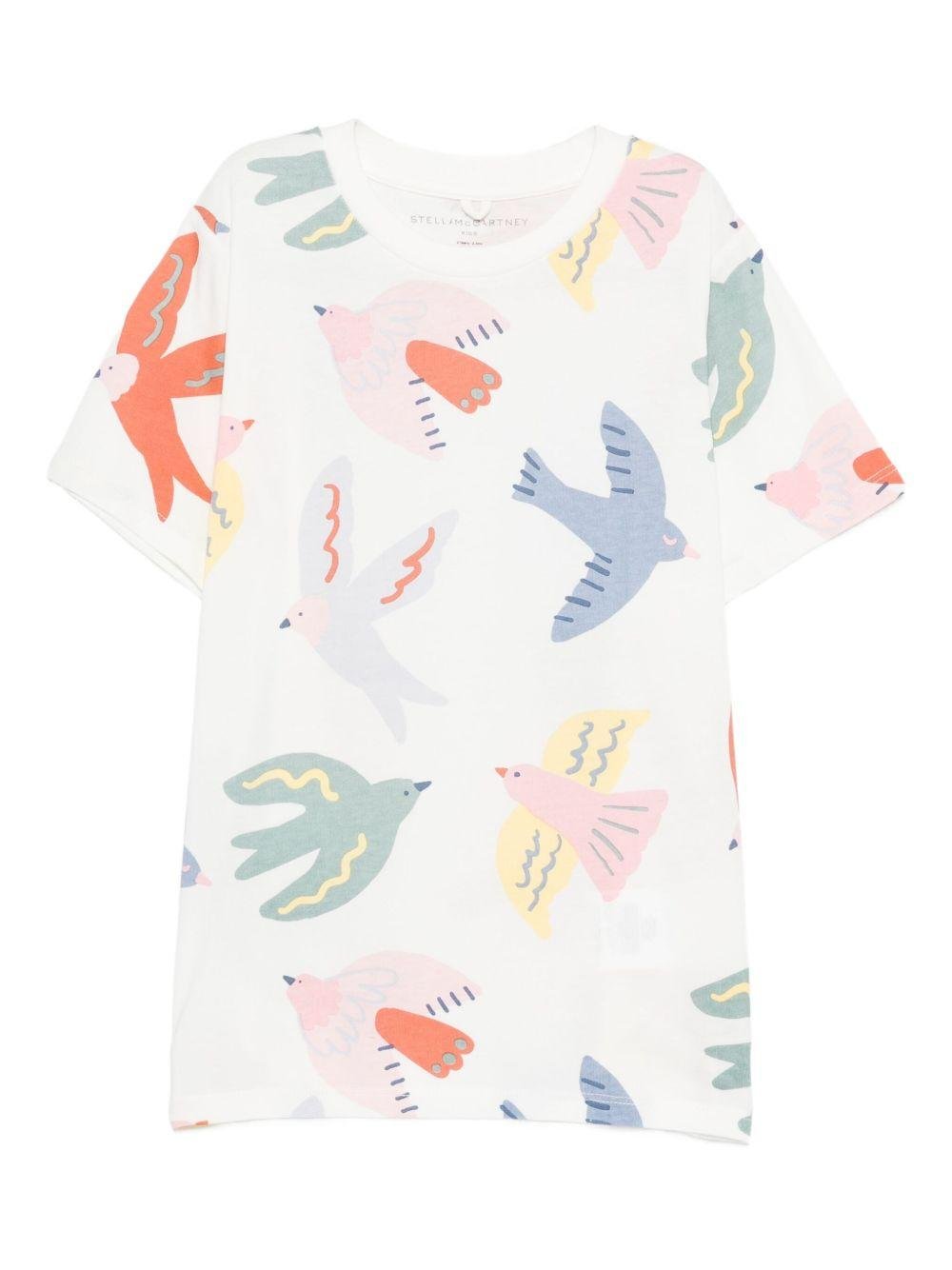 T-shirt per bambina Stella McCartney Kids bianco con stampa grafica - Rubino Kids