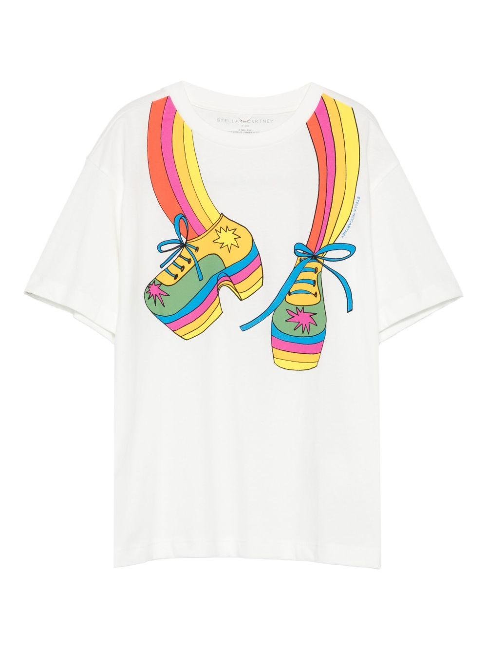 T-shirt per bambina Stella McCartney Kids bianco con stampa grafica - Rubino Kids