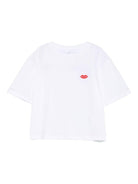 T-shirt per bambina Stella McCartney Kids bianco con stampa labbra - Rubino Kids
