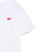 T-shirt per bambina Stella McCartney Kids bianco con stampa labbra - Rubino Kids