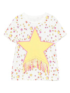 T-shirt per bambina Stella McCartney Kids bianco con stampa stelle - Rubino Kids
