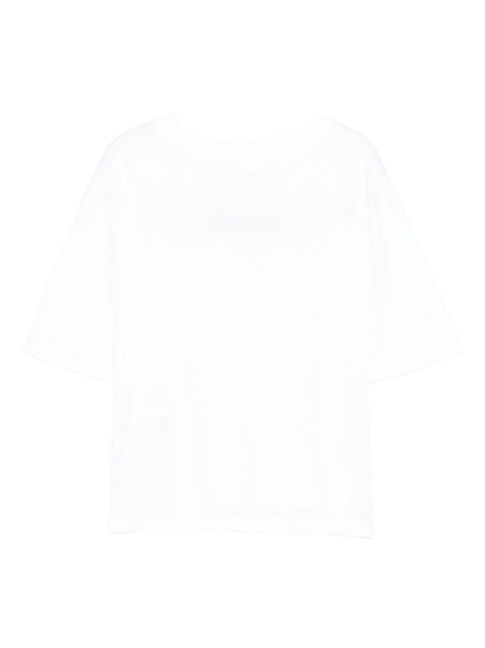 T-shirt per bambina Stella McCartney Kids bianco in cotone con logo ricamato - Rubino Kids