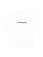 T-shirt per bambina Stella McCartney Kids bianco in cotone con logo ricamato - Rubino Kids