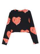 T-shirt per bambina Stella McCartney Kids nera con stampa cuori - Rubino Kids