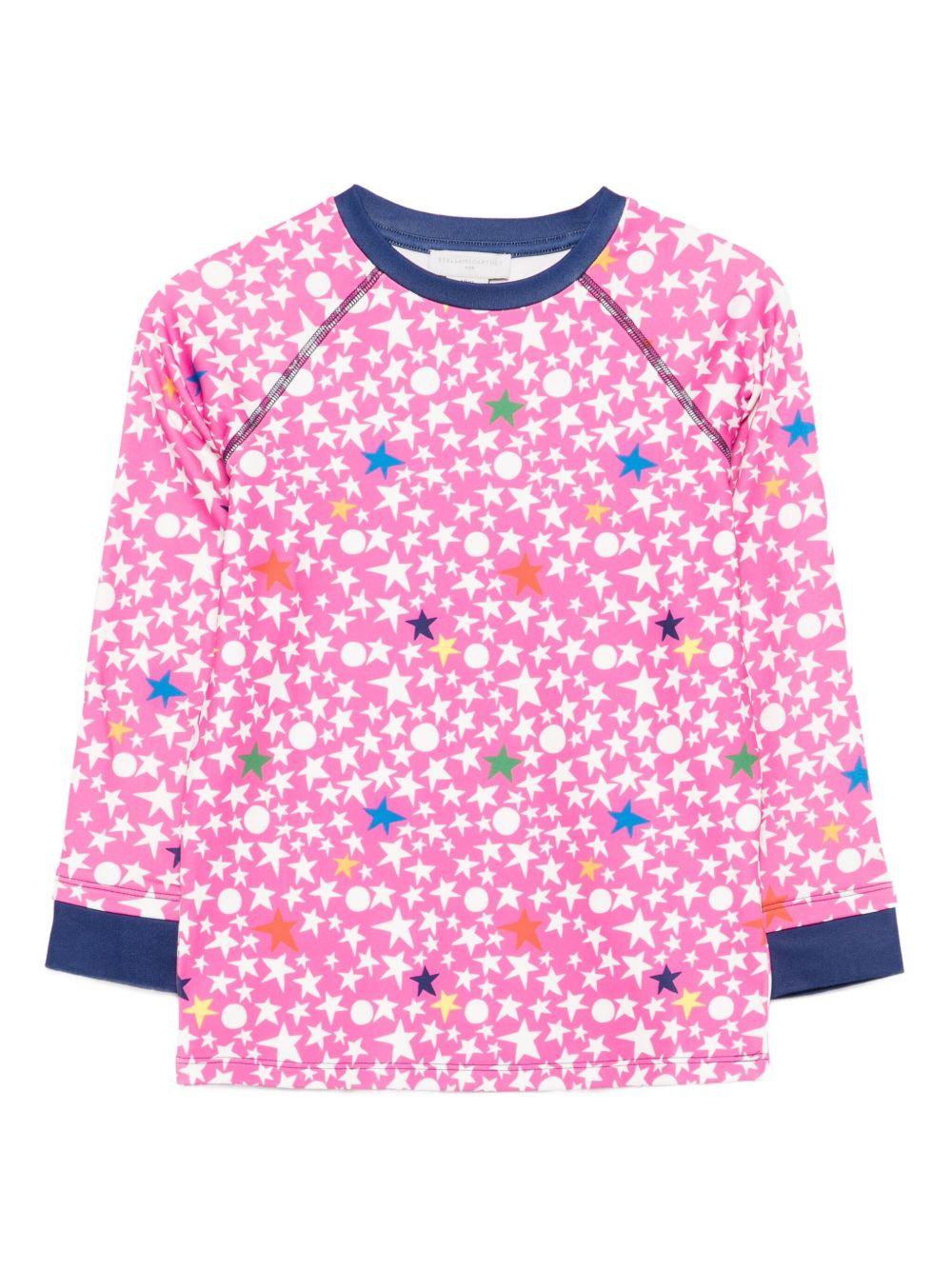 T-shirt per bambina Stella McCartney Kids rosa con stampa stelle - Rubino Kids