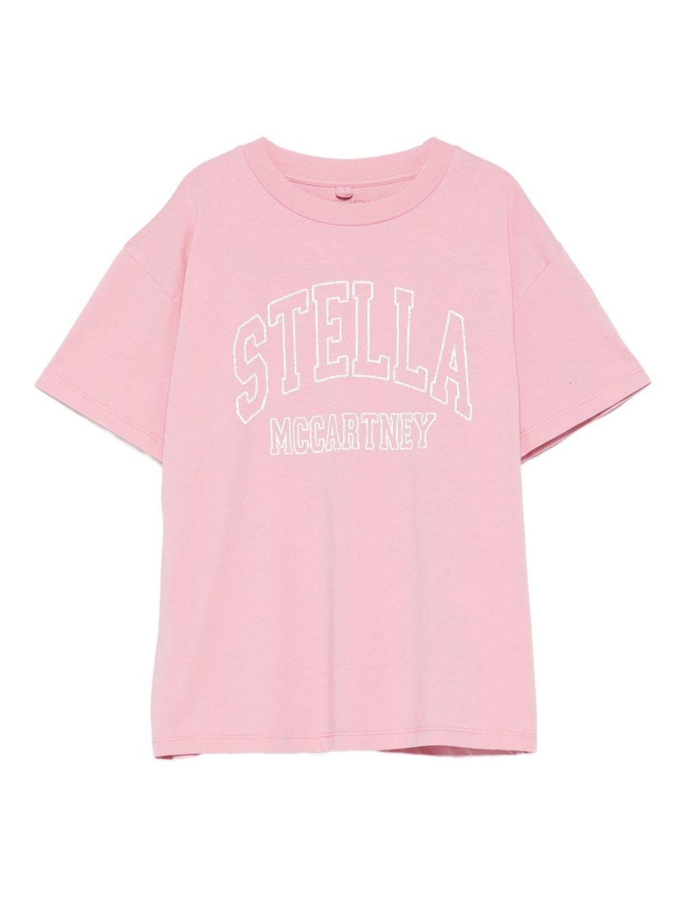 T-shirt per bambina Stella McCartney rosa con stampa logo - Rubino Kids