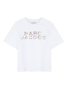 T-shirt per bambina The Marc Jacobs Kids bianca con stampa logo - Rubino Kids