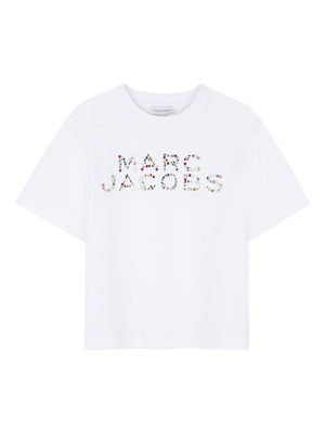 T-shirt per bambina The Marc Jacobs Kids bianca con stampa  logo