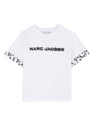 T-shirt per bambina The Marc Jacobs Kids bianco con bordo a fiori - Rubino Kids