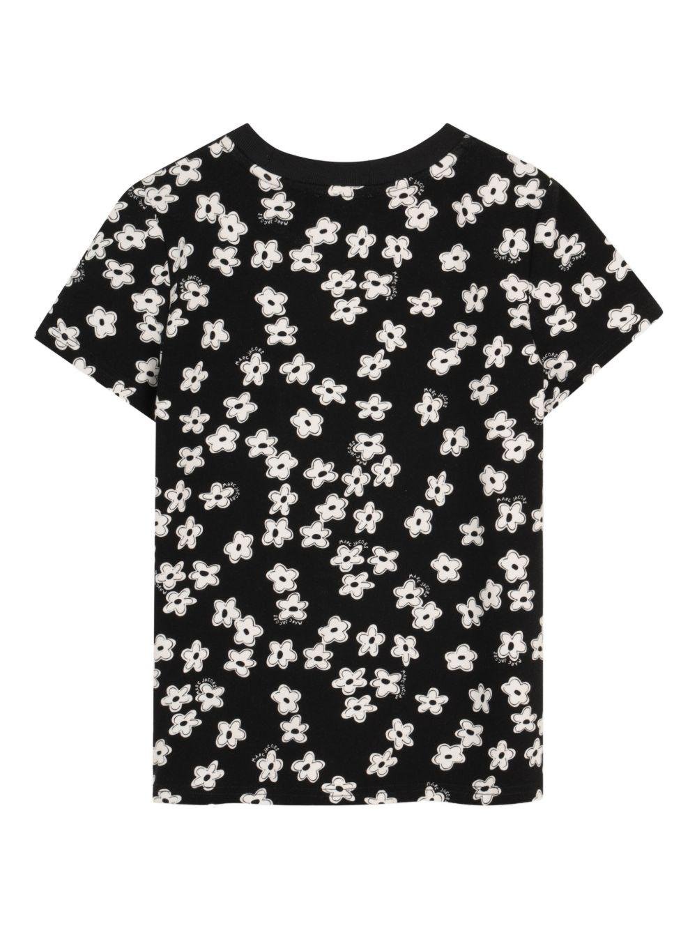T-shirt per bambina The Marc Jacobs Kids nero con stampa a fiori all - over - Rubino Kids