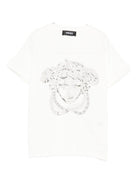 T-shirt per bambina Versace Kids bianca con logo sul davanti - Rubino Kids