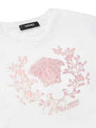 T-shirt per bambina Versace Kids bianco con motivo Medusa Crest - Rubino Kids