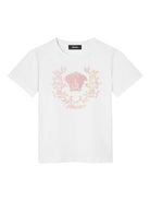 T-shirt per bambina Versace Kids bianco con motivo Medusa Crest - Rubino Kids