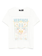 T-shirt per bambina Versace Kids bianco con stampa grafica - Rubino Kids