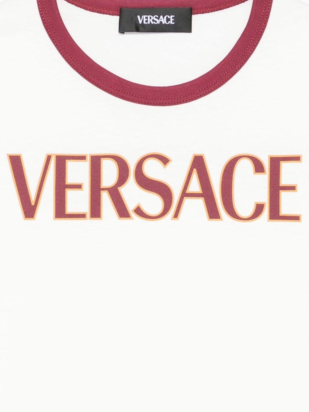 T-shirt per bambina Versace Kids biancon con bordi a contrasto - Rubino Kids