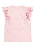 T-shirt per bambina Versace Kids Underwater Barocco rosa con ruches - Rubino Kids