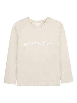 T-shirt per bambini Givenchy Kids beige con scritta con logo