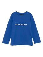 T-shirt per bambini Givenchy Kids blu con scritta con logo - Rubino Kids