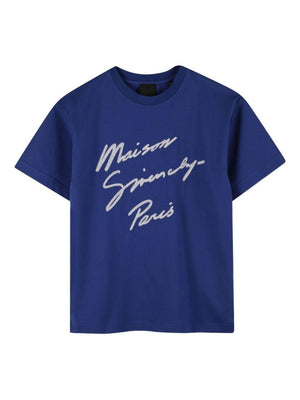 T-shirt per bambini Givenchy Kids blu con stampa logo bianco a lettere