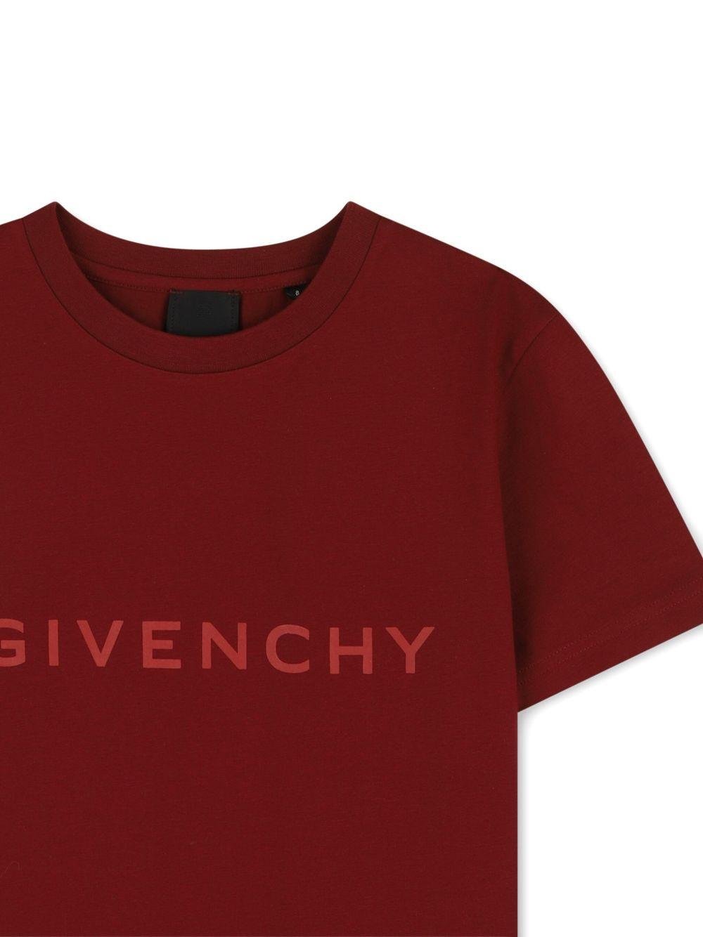 T-shirt per bambini Givenchy Kids rossa con logo frontale - Rubino Kids