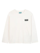 T-shirt per bambini Kenzo Kids bianca con dettaglio con stampa logo - Rubino Kids