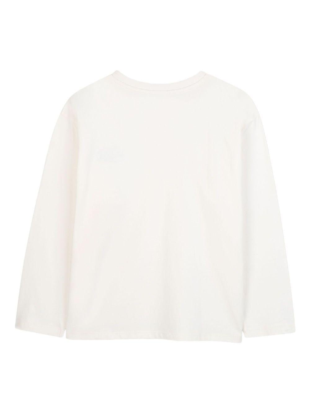 T-shirt per bambini Kenzo Kids bianca con dettaglio con stampa logo - Rubino Kids