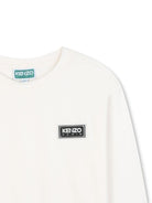 T-shirt per bambini Kenzo Kids bianca con dettaglio con stampa logo - Rubino Kids