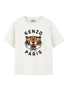 T-shirt per bambini Kenzo Kids bianco con stampa Tiger Head - Rubino Kids
