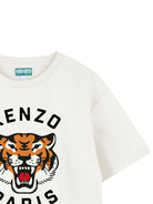 T-shirt per bambini Kenzo Kids bianco con stampa Tiger Head - Rubino Kids